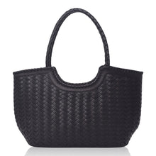 Load image into Gallery viewer, THE JALA handwoven leather tote in Black — LUXUL COLLECTIVE