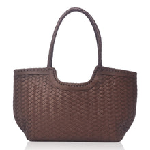Load image into Gallery viewer, THE JALA handwoven leather tote in Brown— LUXUL COLLECTIVE
