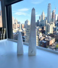Load image into Gallery viewer, Artisan Handcrafted Selenite Obelisk 6”